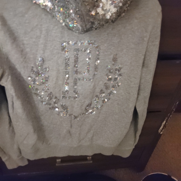 Victoria Secret PINK Gray Sequined Hooded Sweatshirt - RARE Y2K - Picture 14 of 15